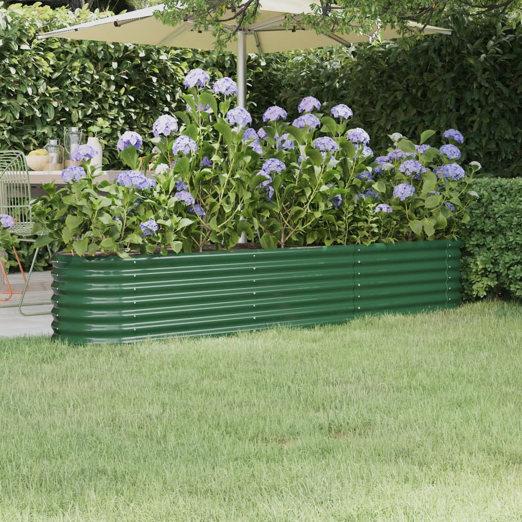 Garden Raised Bed | Green | Powder-coated steel | 224x40x36 cm