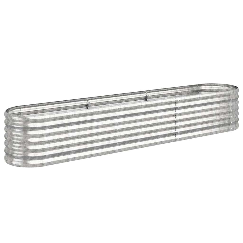 Garden Raised Bed Galvanised Steel 224x40x36 cm Silver