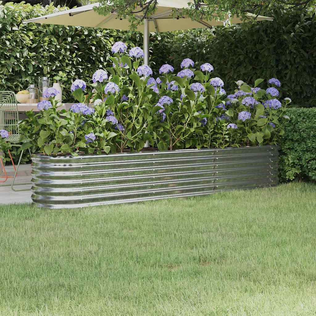 Garden Raised Bed Galvanised Steel 224x40x36 cm Silver