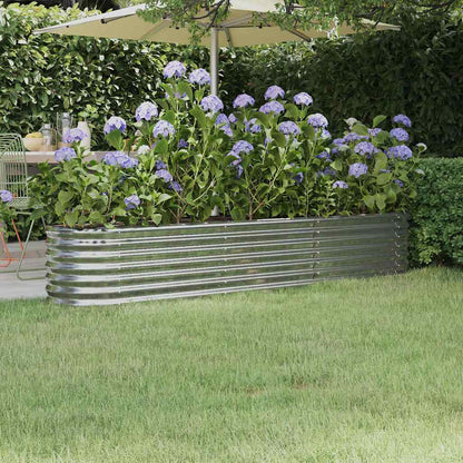 Garden Raised Bed Galvanised Steel 224x40x36 cm Silver