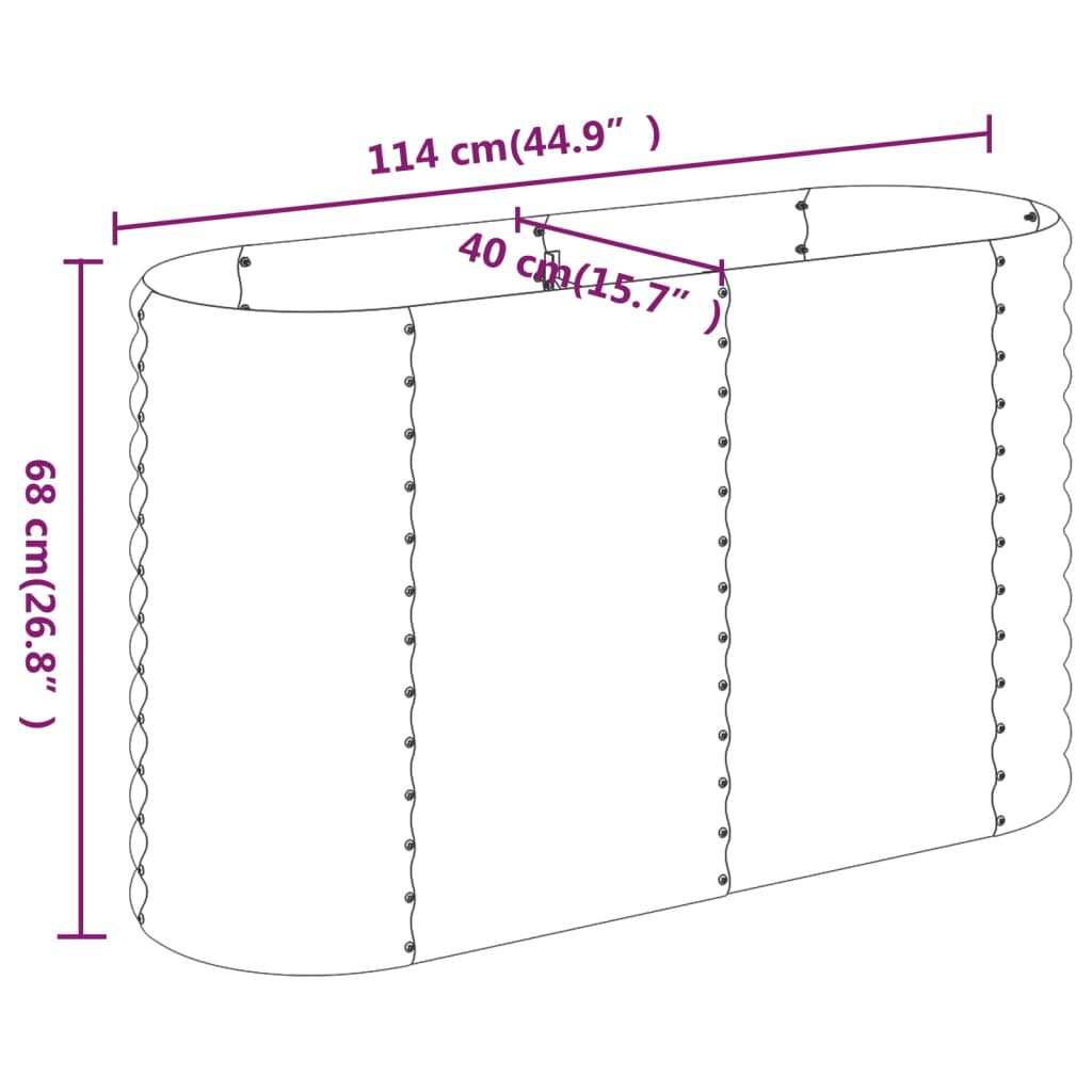 Garden Raised Bed Galvanised Steel 114x40x68 cm Green