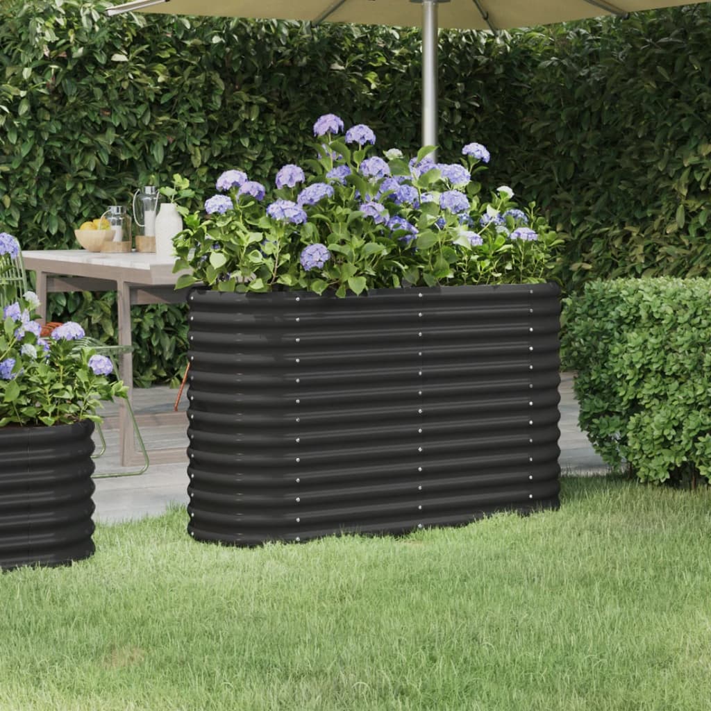 Garden Raised Bed Galvanised Steel 114x40x68 cm Anthracite