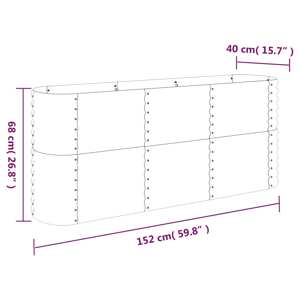 Garden Raised Bed | Silver | Powder-coated steel | Large | Durable