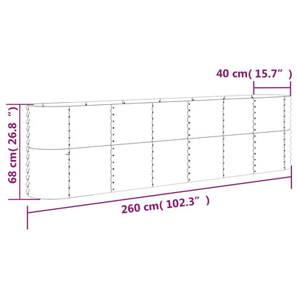 Garden Raised Bed Galvanised Steel 260x40x68 cm Anthracite