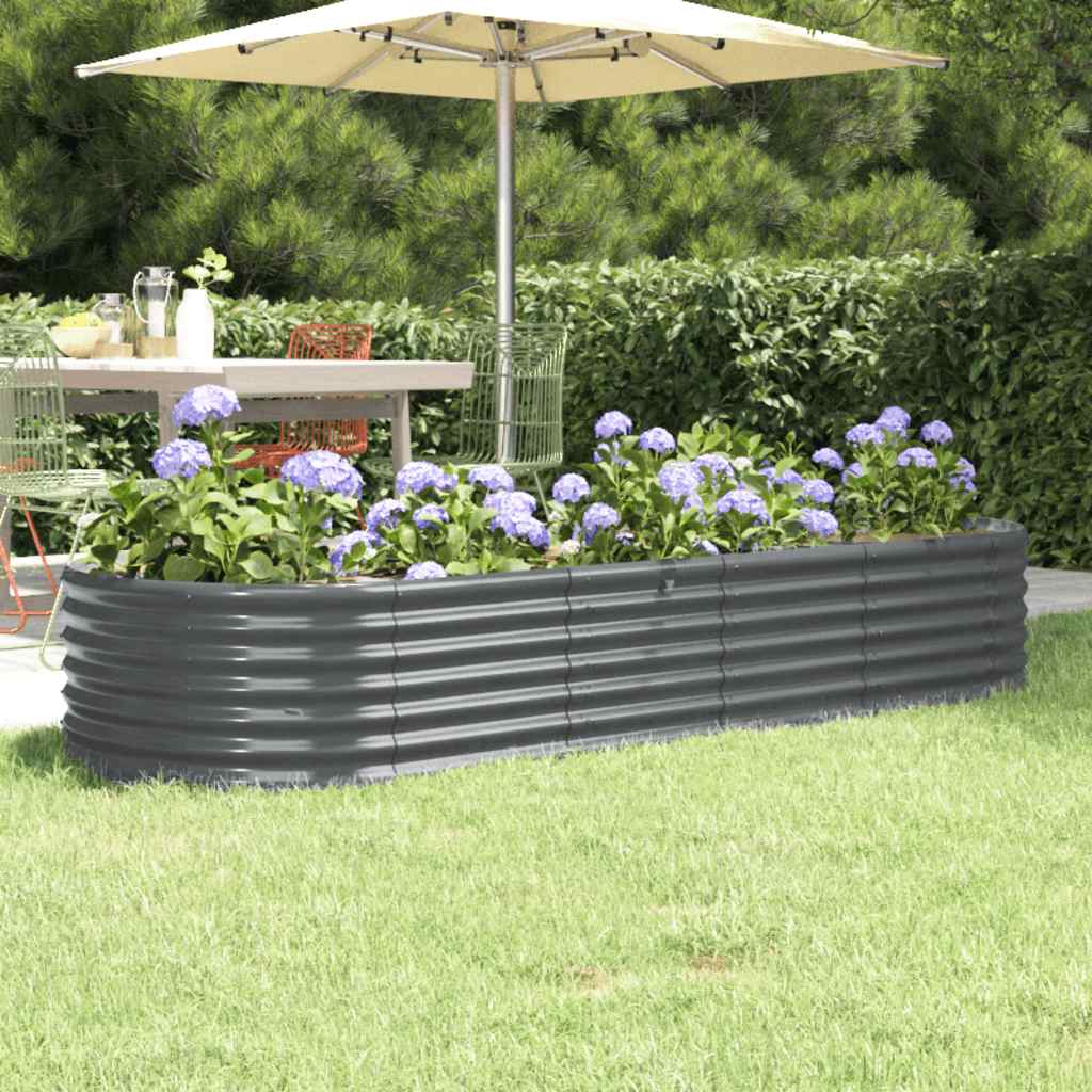 Garden Raised Bed | Anthracite | Powder-Coated Steel | 224x80x36 cm