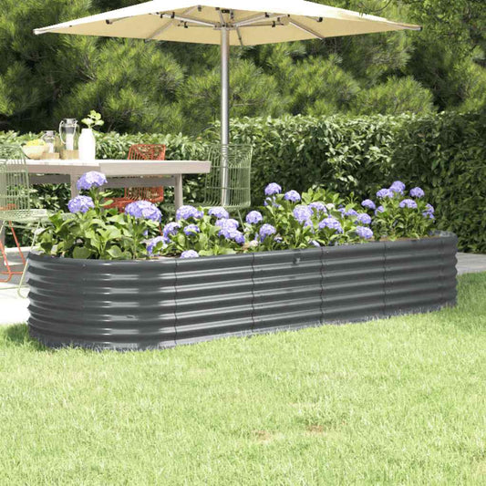 Garden Raised Bed | Anthracite | Powder-Coated Steel | 224x80x36 cm