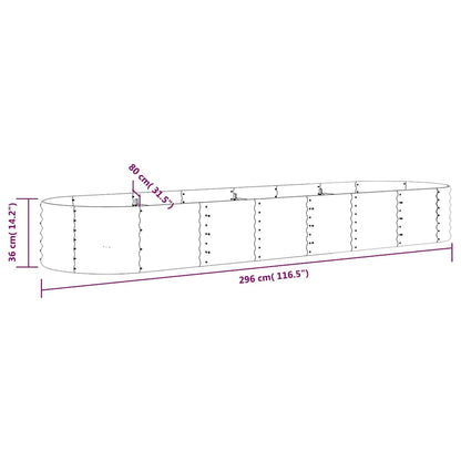 Garden Raised Bed Galvanised Steel 296x80x36 cm Green