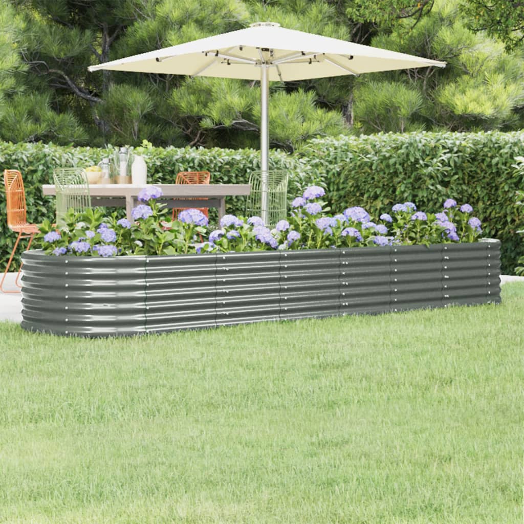 Garden Raised Bed | Grey | Powder-coated steel | Extra Large |  Tough