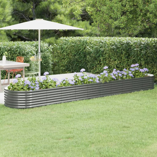 Garden Raised Bed | Grey | Powder-Coated Steel | Extra Long | Durable