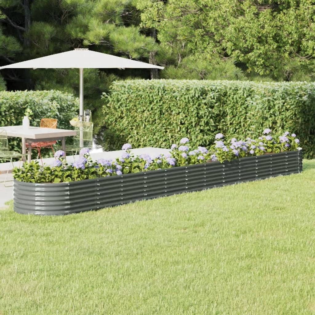 Garden Raised Bed | Grey | Powder-coated steel | Large