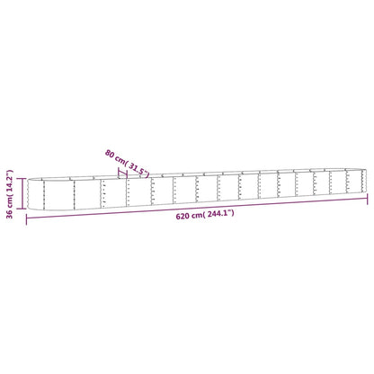 Garden Raised Bed Galvanised Steel 620x80x36 cm Brown