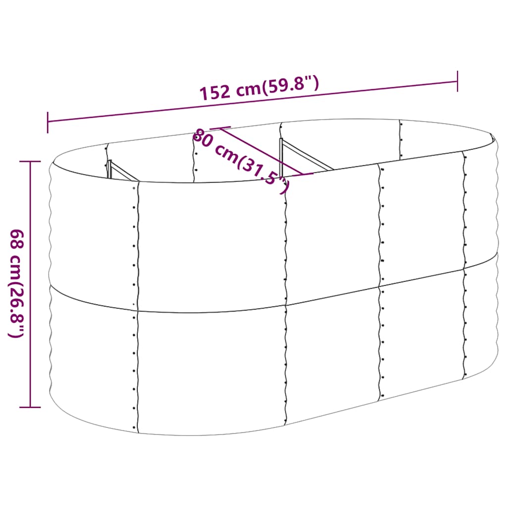 Garden Raised Bed Galvanised Steel 152x80x68 cm Anthracite