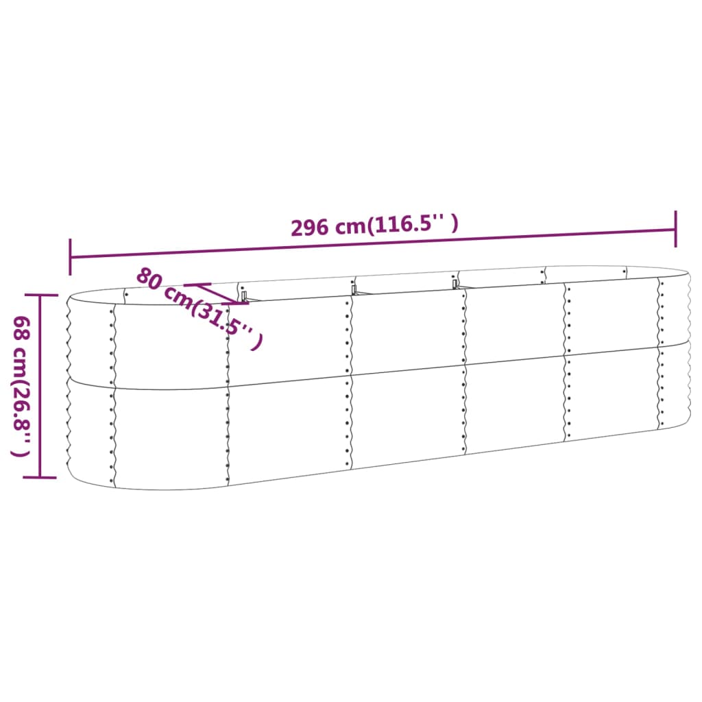 Garden Raised Bed | Grey | Powder-coated steel | Large |  Durable