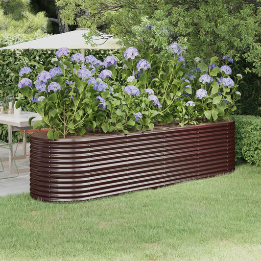Garden Raised Bed Galvanised Steel 296x80x68 cm Brown