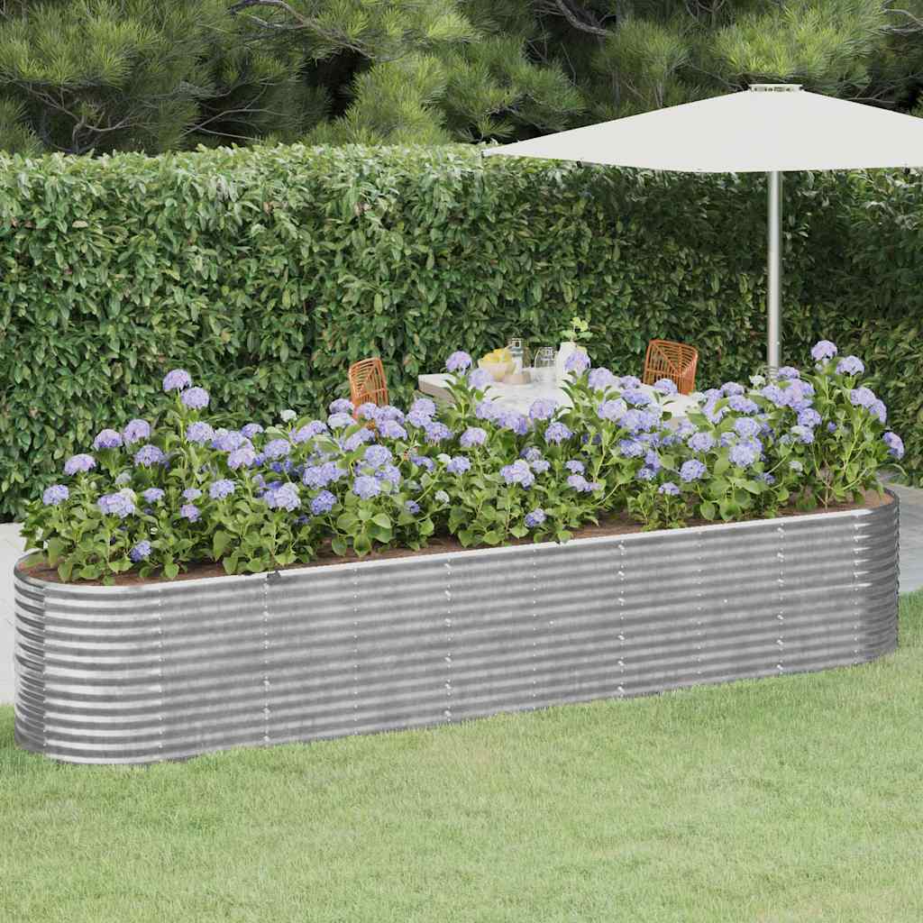Garden Raised Bed Galvanised Steel 368x80x68 cm Silver