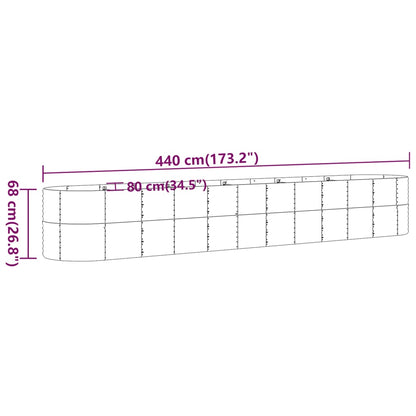 Garden Raised Bed Galvanised Steel 440x80x68 cm Grey