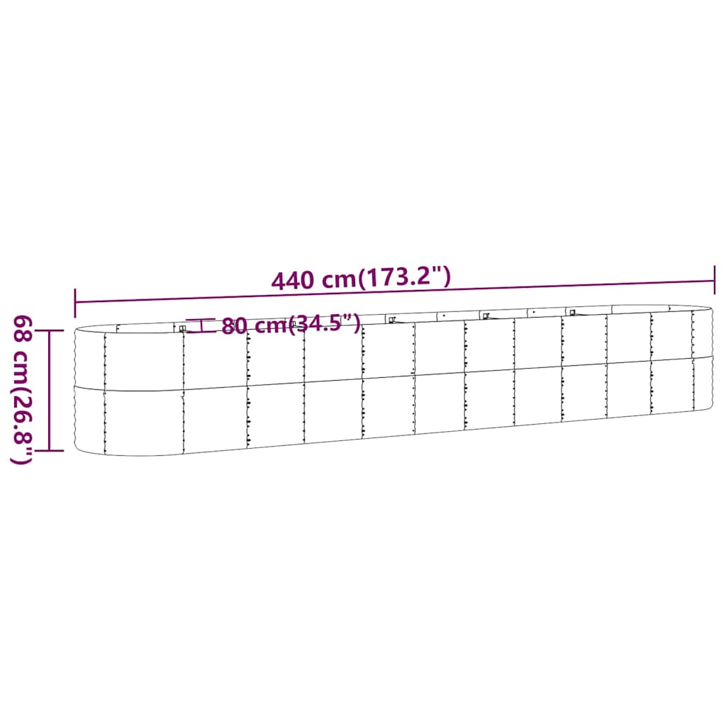 Garden Raised Bed | Silver | Powder-Coated Steel | Large