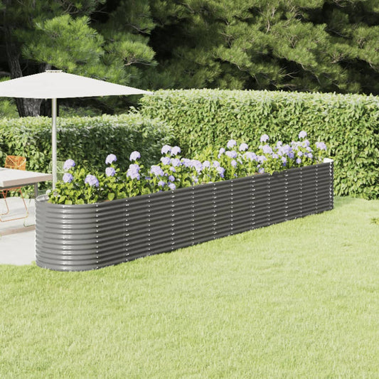 Garden Raised Bed Powder-coated Steel 512x80x68 cm Grey