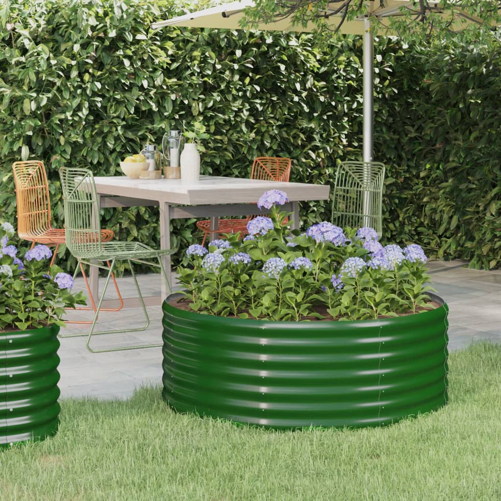 Garden Raised Bed Galvanised Steel 100x100x36 cm Green