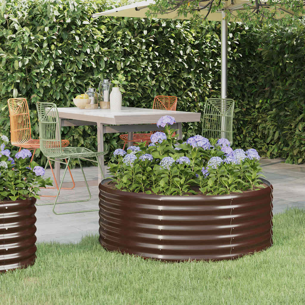 Garden Raised Bed Galvanised Steel 100x100x36 cm Brown