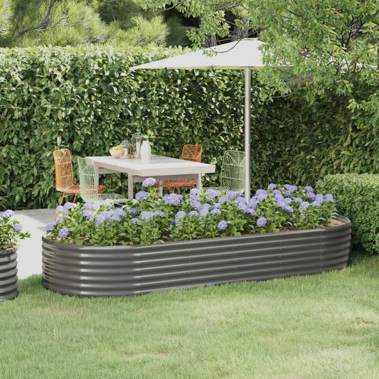 Garden Raised Bed Galvanised Steel 249x100x36 cm Grey