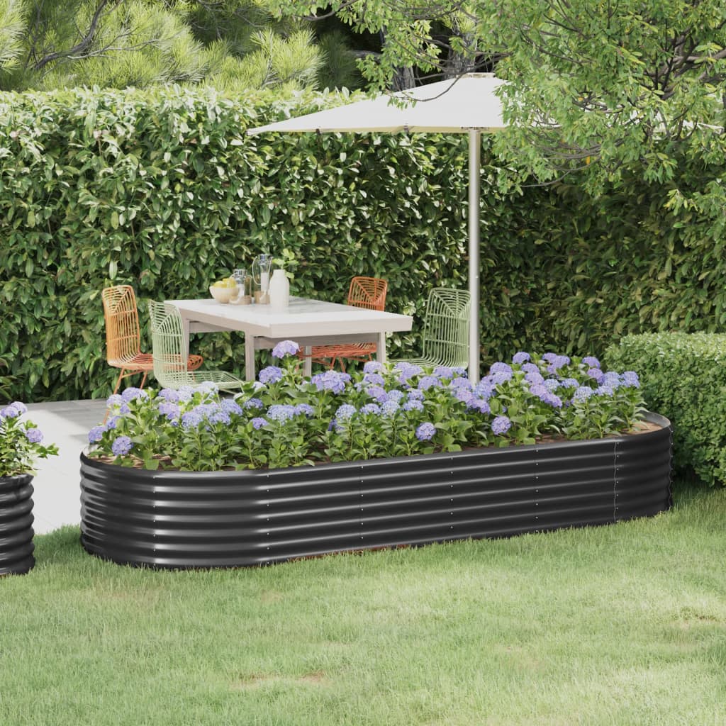 Garden Raised Bed Galvanised Steel 249x100x36 cm Anthracite
