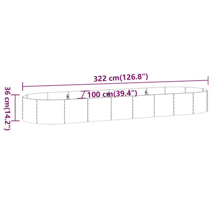 Garden Raised Bed Galvanised Steel 322x100x36 cm Brown