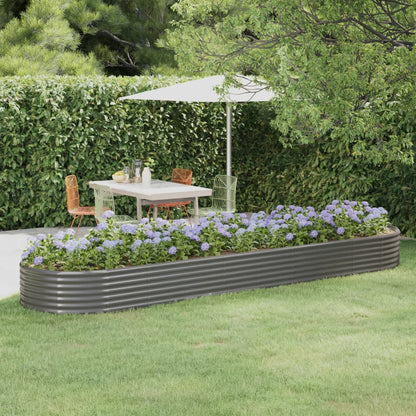 Garden Raised Bed Galvanised Steel 396x100x36 cm Grey