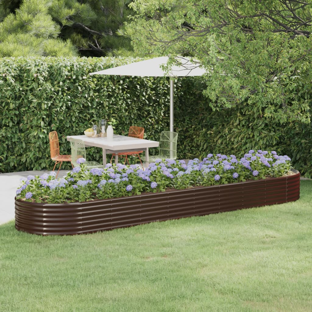 Garden Raised Bed Galvanised Steel 396x100x36 cm Brown