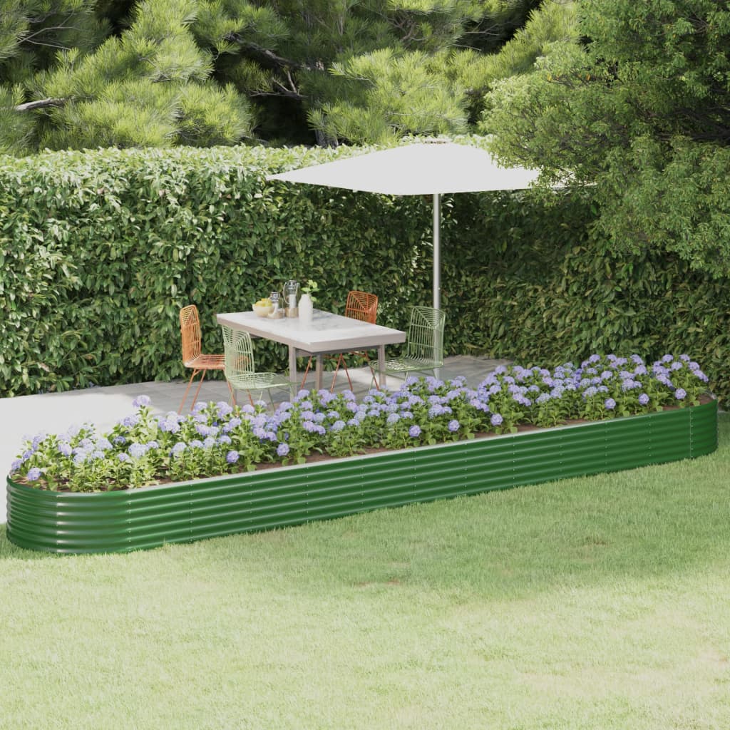 Garden Raised Bed Galvanised Steel 507x100x36 cm Green