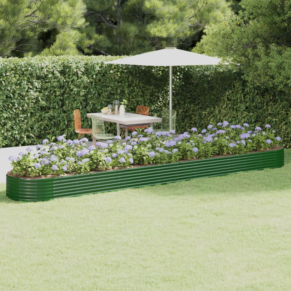 Garden Raised Bed Galvanised Steel 544x100x36 cm Green