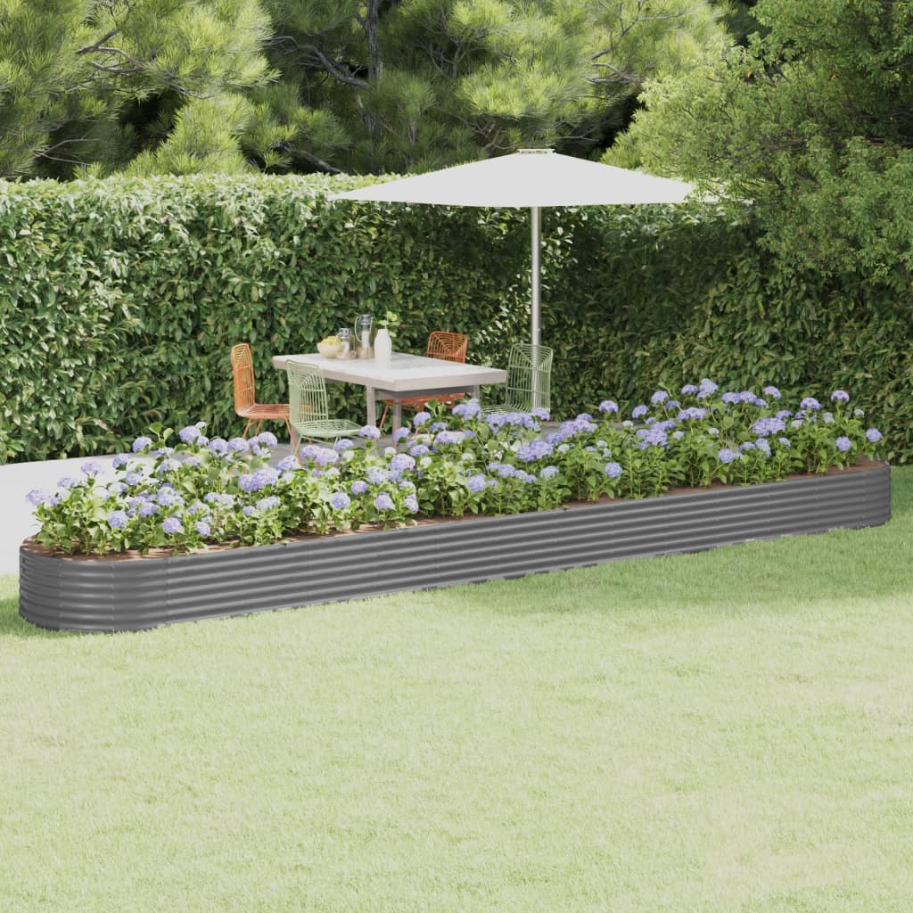 Garden Raised Bed Galvanised Steel 544x100x36 cm Grey