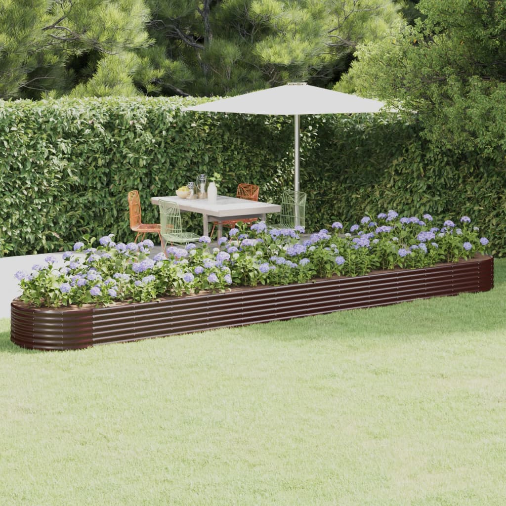 Garden Raised Bed Galvanised Steel 544x100x36 cm Brown