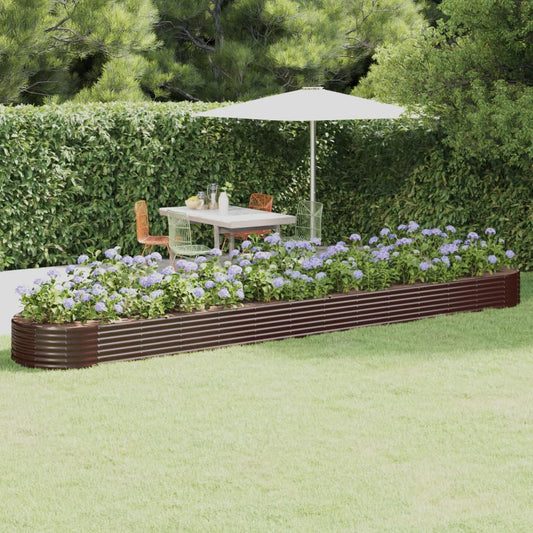 Garden Raised Bed Galvanised Steel 544x100x36 cm Brown