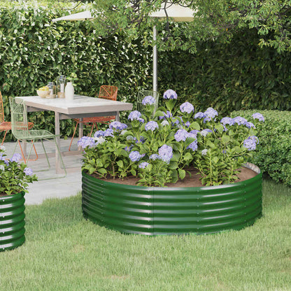 Garden Raised Bed Galvanised Steel 140x140x36 cm Green