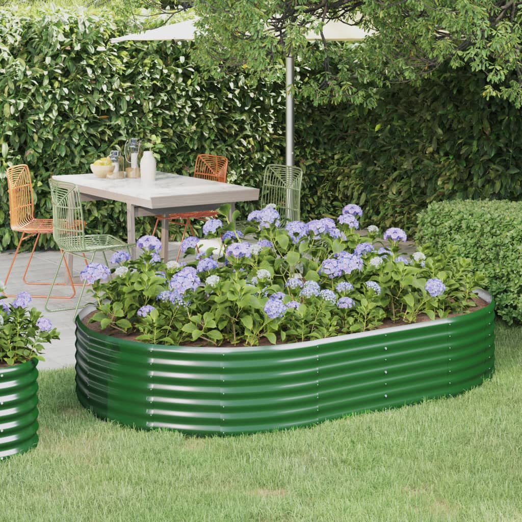Garden Raised Bed Galvanised Steel 214x140x36 cm Green