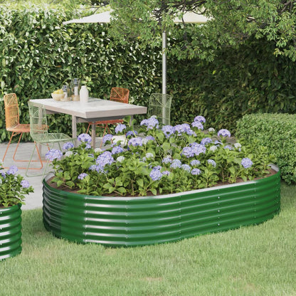 Garden Raised Bed Galvanised Steel 214x140x36 cm Green