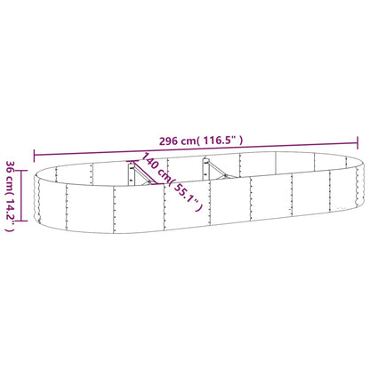 Garden Raised Bed Galvanised Steel 296x140x36 cm Green