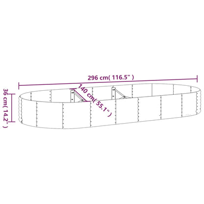 Garden Raised Bed Galvanised Steel 296x140x36 cm Brown