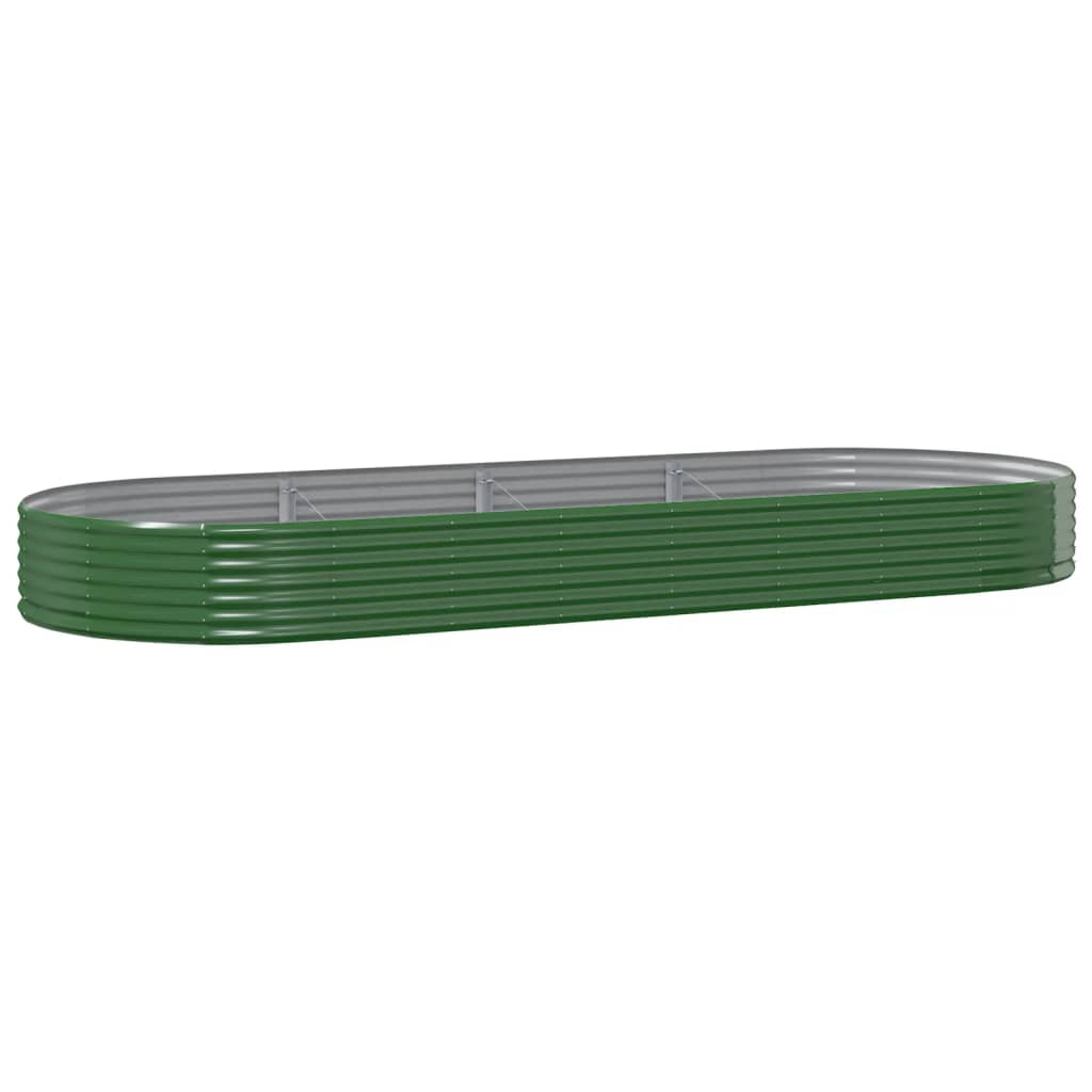 Garden Raised Bed Galvanised Steel 373x140x36 cm Green