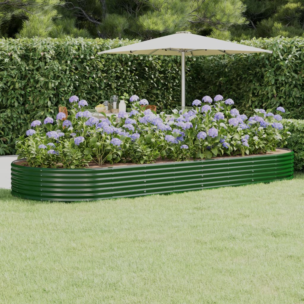 Garden Raised Bed Galvanised Steel 373x140x36 cm Green