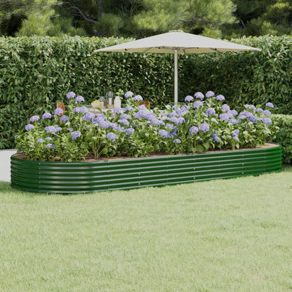 Garden Raised Bed Galvanised Steel 373x140x36 cm Green