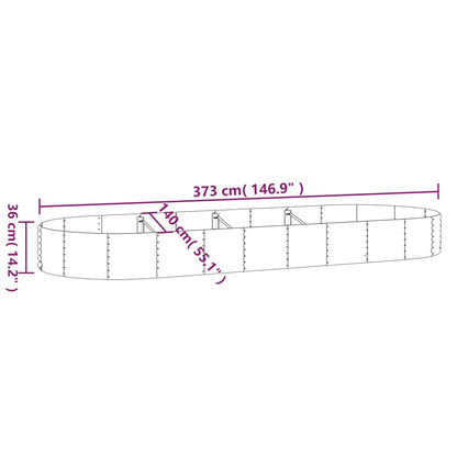 Garden Raised Bed Galvanised Steel 373x140x36 cm Brown