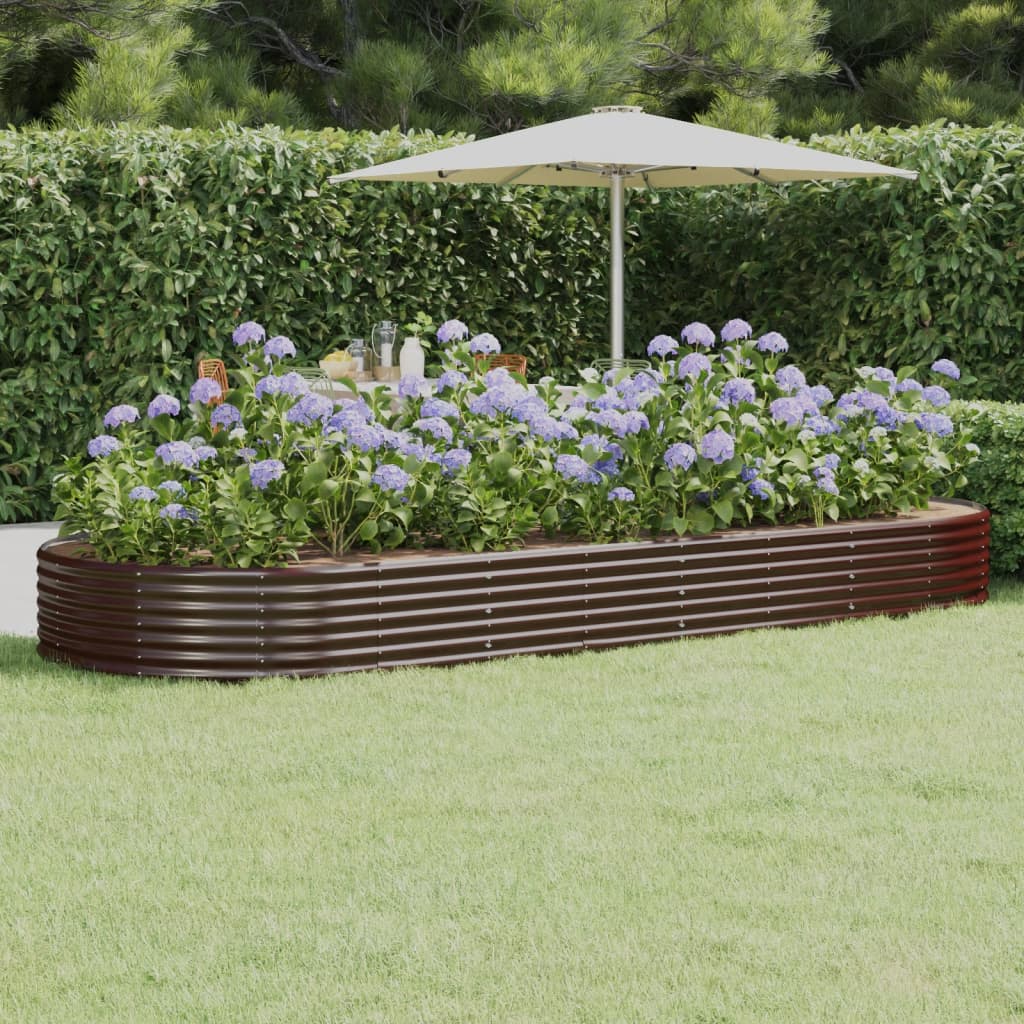 Garden Raised Bed Galvanised Steel 373x140x36 cm Brown