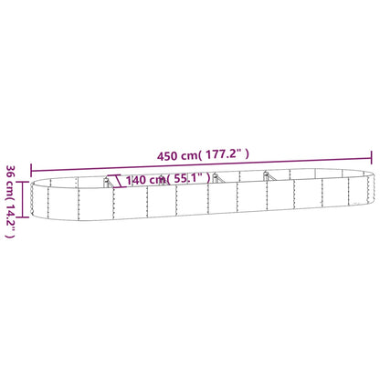 Garden Raised Bed Galvanised Steel 450x140x36 cm Brown
