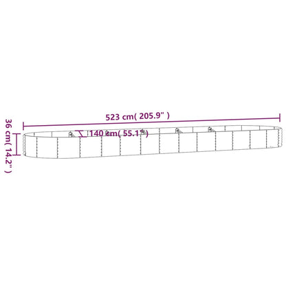 Garden Raised Bed Galvanised Steel 523x140x36 cm Brown