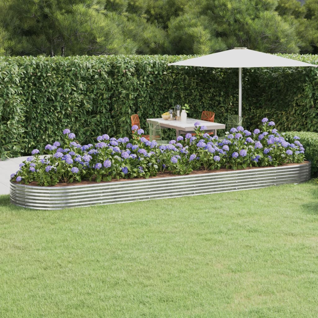 Garden Raised Bed Galvanised Steel 523x140x36 cm Silver