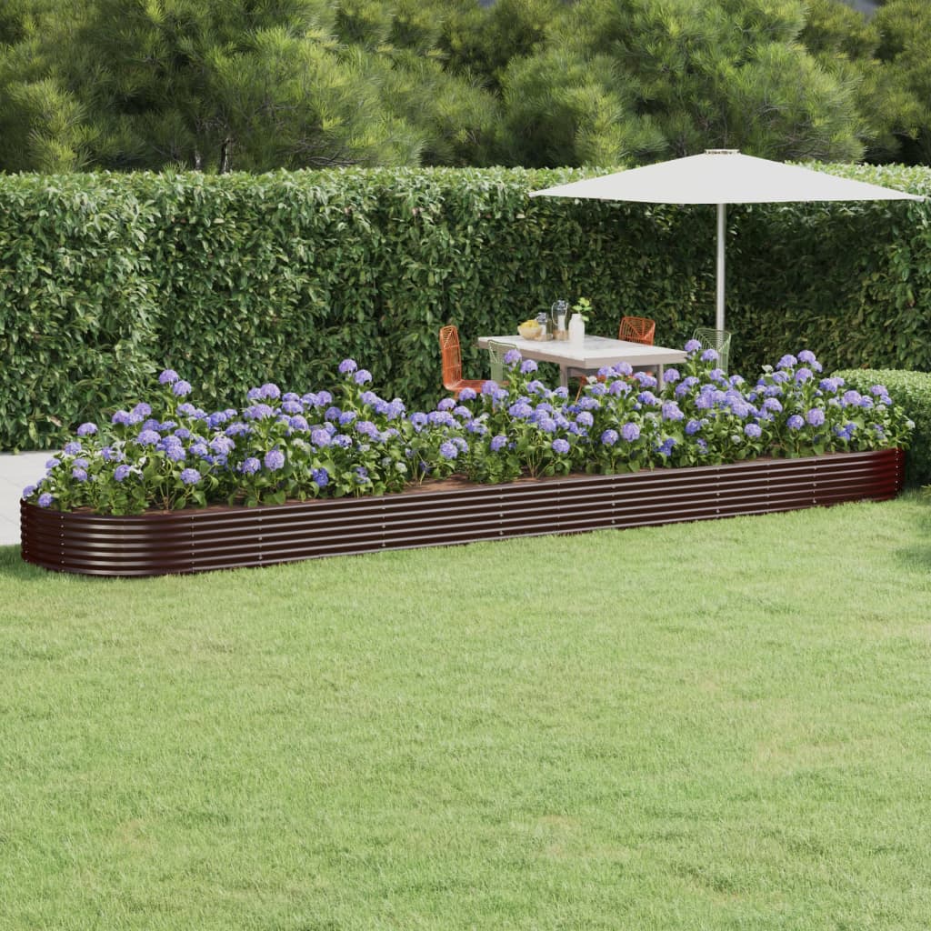 Garden Raised Bed Galvanised Steel 600x140x36 cm Brown
