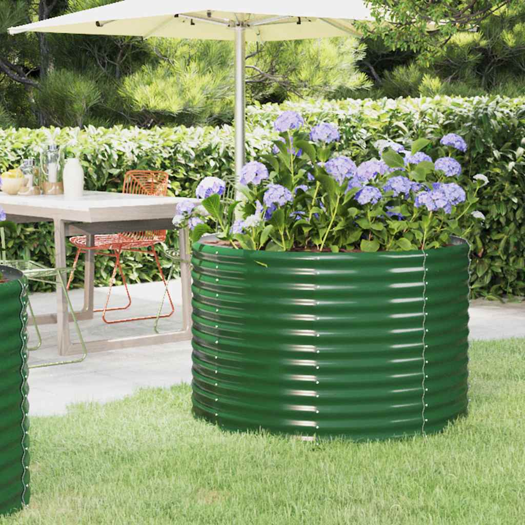 Garden Raised Bed Galvanised Steel 100x100x68 cm Green