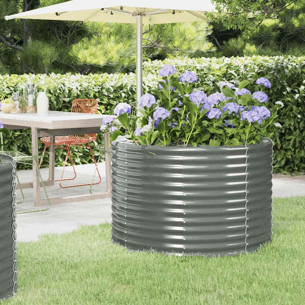 Garden Raised Bed Galvanised Steel 100x100x68 cm Grey